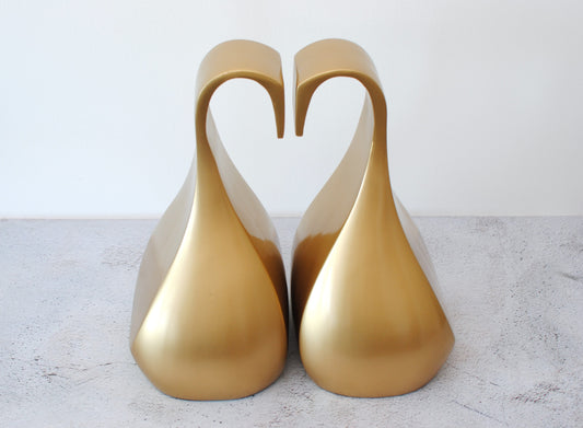 Pair of Swans : Cremation Urns for human ashes | Companion Urns Set of Two | Handcrafted Golden Swans Urns | Couple Cremation Urn | 12"