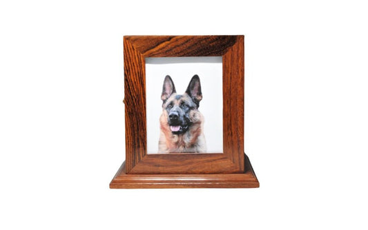 Memories in Wood : Pet Cremation Urn | Rosewood Dog Cat Ashes Pet Urn | Picture Frame Handcrafted Dogs, Cats Urn | 7.75" X 6" X 5.75"