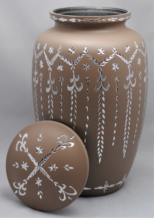 Diamond Cut: Cremation Urn for Human Ashes | Rose Beige Color Urn | Large Memorial Urn | Adult Handcrafted Urn | 10.5"