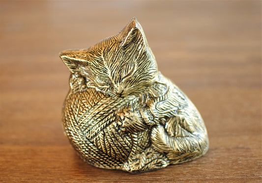 Cat Cremation Urn | Peaceful Cat Urn | Engraved Copper Color Urn for Cat Ashes | Memorial Pet Loss Gift Urn | 5.5" X 3.5" X 5.5"