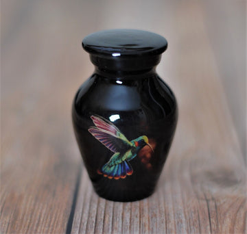 Brilliant Hummingbird : Cremation Urn for Human Ashes | Memorial Miniature Keepsake Handcrafted Urn 3" | with Velvet Bag and Box