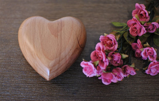 Beechwood Heart : Cremation Urn for human ashes | Keepsake Beechwood Heart Urn | Miniature Wood Heart Urn | 4"X4"X1.8"