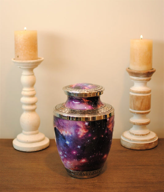 Galactic Peace : Cremation Urn for Human Ashes | Vibrant Galaxy Adult Cremation Urn | Handcrafted Milky Way Cremation Urn | Large 10.5"