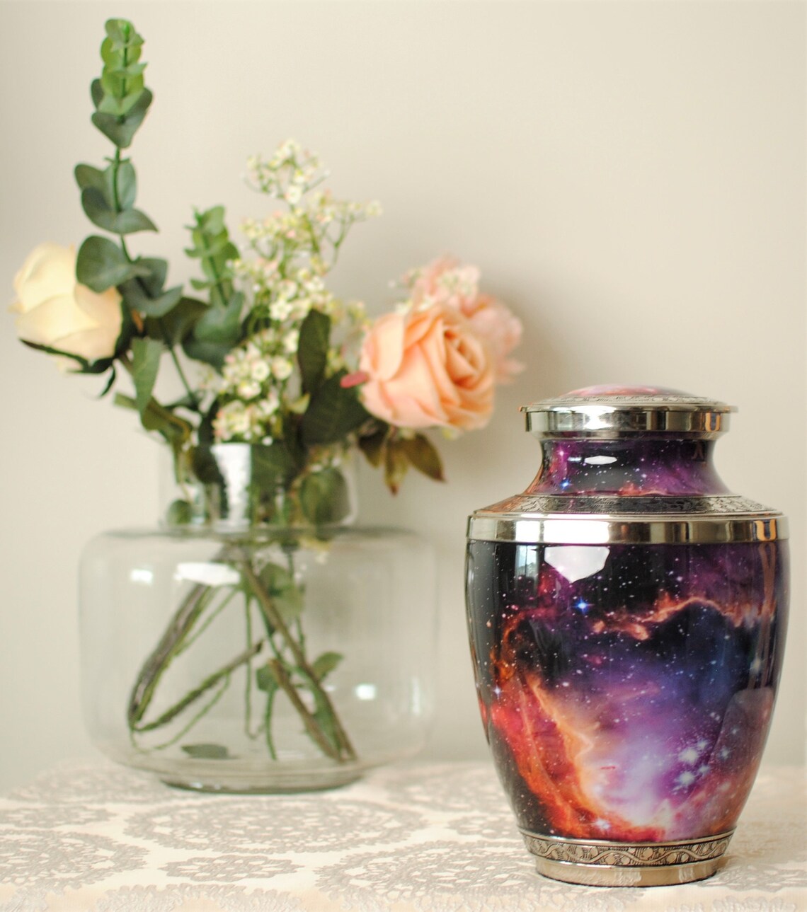 Galactic Peace : Cremation Urn for Human Ashes | Vibrant Galaxy Adult Cremation Urn | Handcrafted Milky Way Cremation Urn | Large 10.5"