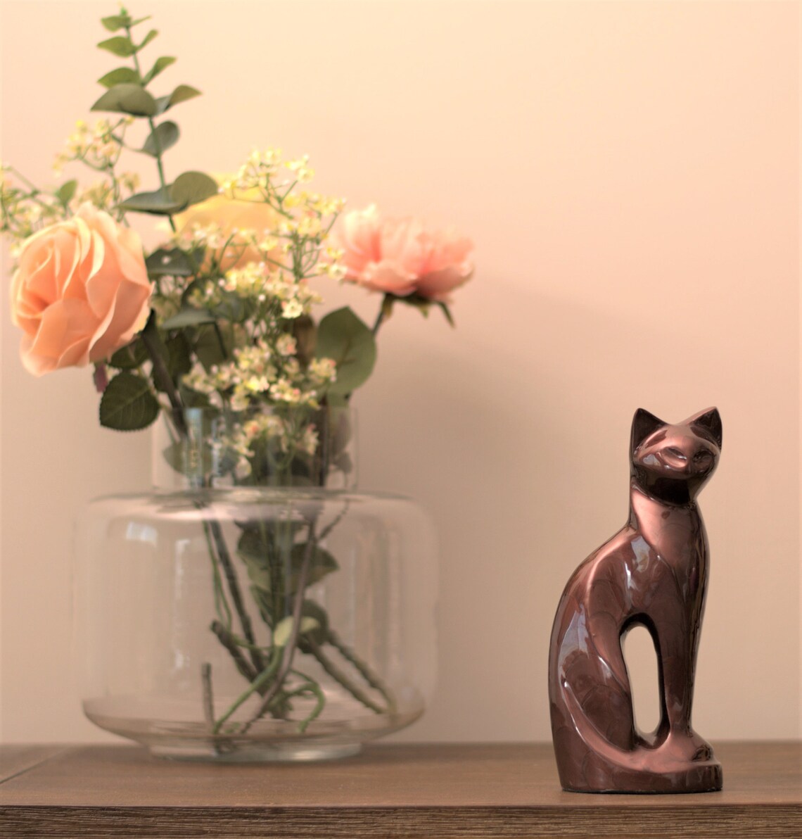 Graceful Cat : Cremation Pet Urn | Engraved Brown Cat Ashes Pet Urn | Handcrafted Urn for Cats | Pet Loss Gift | 8.5" X 3.5" X 2.25"