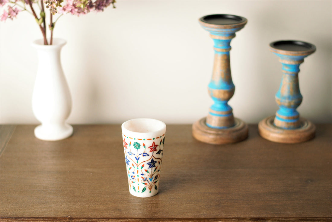 Gem of a Tumbler Handcrafted Marble Gemstone Studded Tumbler